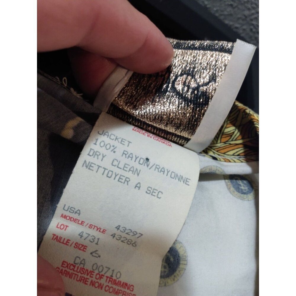 Vintage Joesph Ribkoff 80s Women's blazer jacket Nautical Print Ropes Anchor 6 - Picture 5 of 5